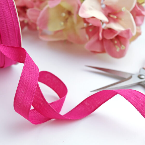 Lazo lino fucsia, por metro. Para scrapbooking, manualidades y costura creativa