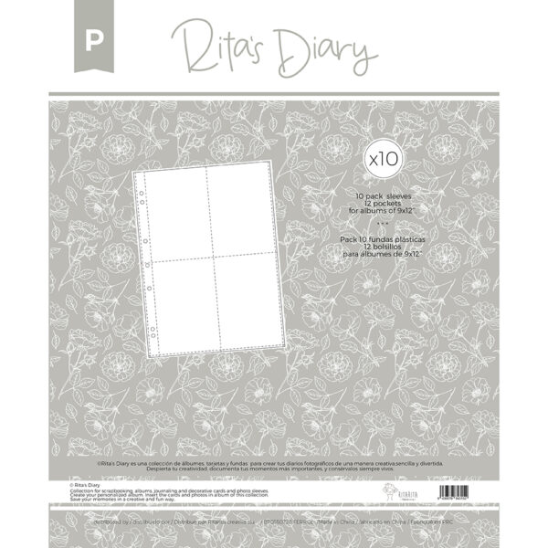 Pack de 10 fundas mod.P de 9x12” para sistema de fotos Rita´s Diary y Project Life