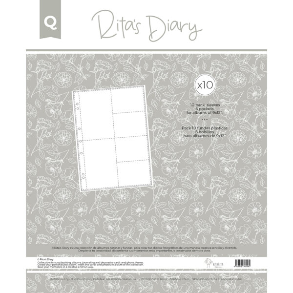 Pack de 10 fundas mod.Q de 9x12” para sistema de fotos Rita´s Diary y Project Life