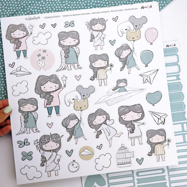 Hoja de troquelados Libertad Otoño Ilustraciones, para scrapbooking y manualidades creativas. Diseño de Alúa Cid