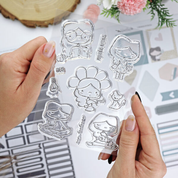 Set de sellos A6 Libertad Invierno, para scrapbooking y manualidades creativas. Diseño de Alúa Cid