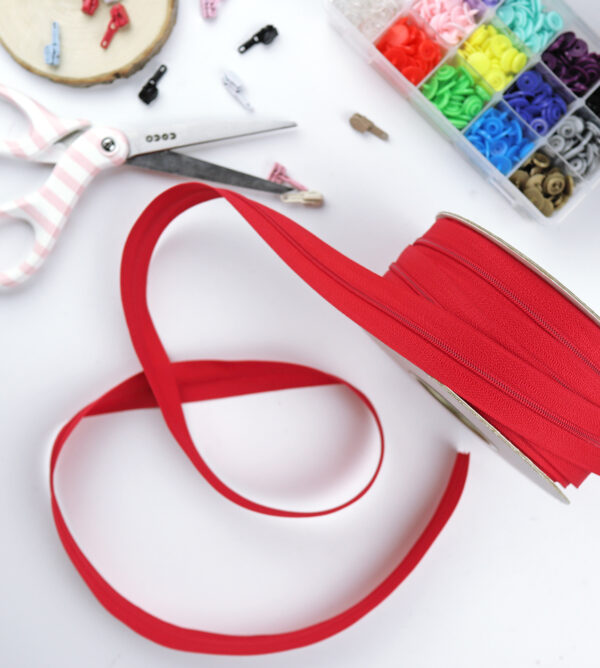 Cremallera de 3 clásica continua Rojo