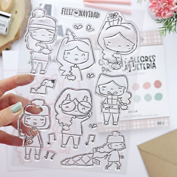 Set de sellos A5 Libertad Navidad, para scrapbooking y manualidades creativas. Diseño de Alúa Cid