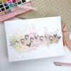 Kit taller online Navidad en familia contiene los materiales para hacer un álbum de scrapbooking. Diseño de Alúa Cid