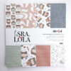 Bloc de 36 papeles La Sra. Lola para scrapbooking y manualidades. Diseño de Alúa Cid