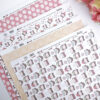 Papel laminado Skin Care, de la colección la Sra Lola, para encuadernación y scrapbooking. Diseño e ilustraciones de Alúa Cid