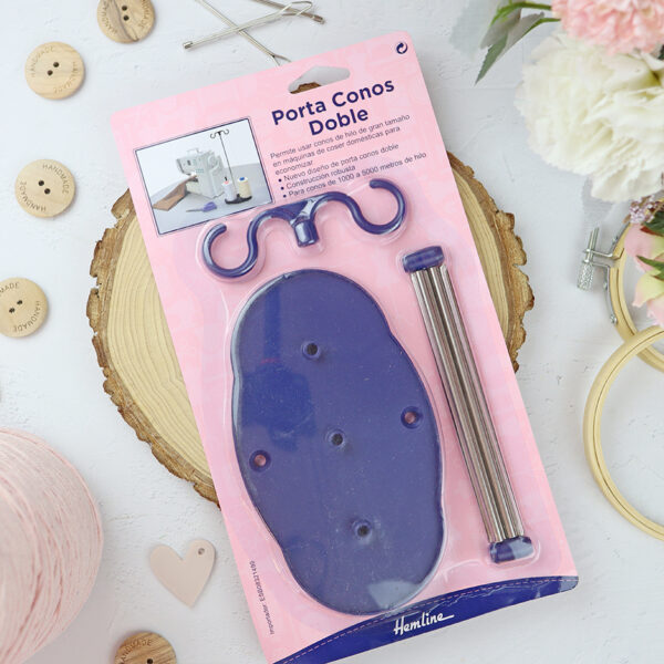 Porta conos doble de plástico Hemline, para bobinas de hilo de 1000 a 5000 metros