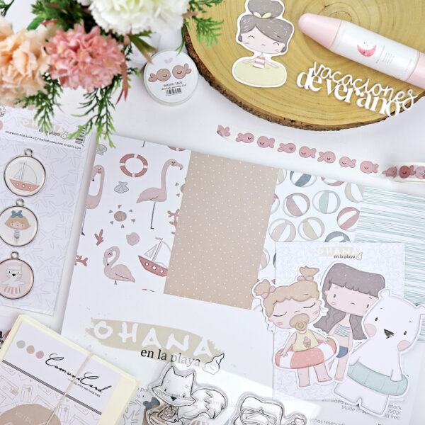 Bloc de 36 papeles Ohana en la playa para scrapbooking