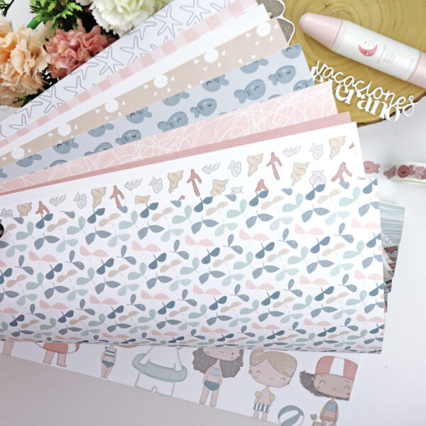 Bloc de 36 papeles Ohana en la playa para scrapbooking - Imagen 15