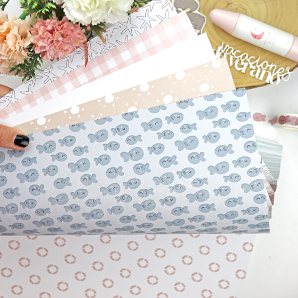 Bloc de 36 papeles Ohana en la playa para scrapbooking - Imagen 9