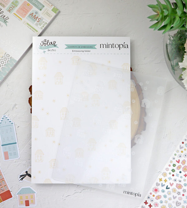 Carpeta de emboss Casitas, de Mintopía