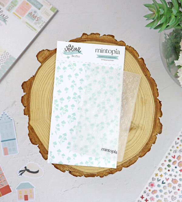 Carpeta de emboss 3x5" Flores, de Mintopía