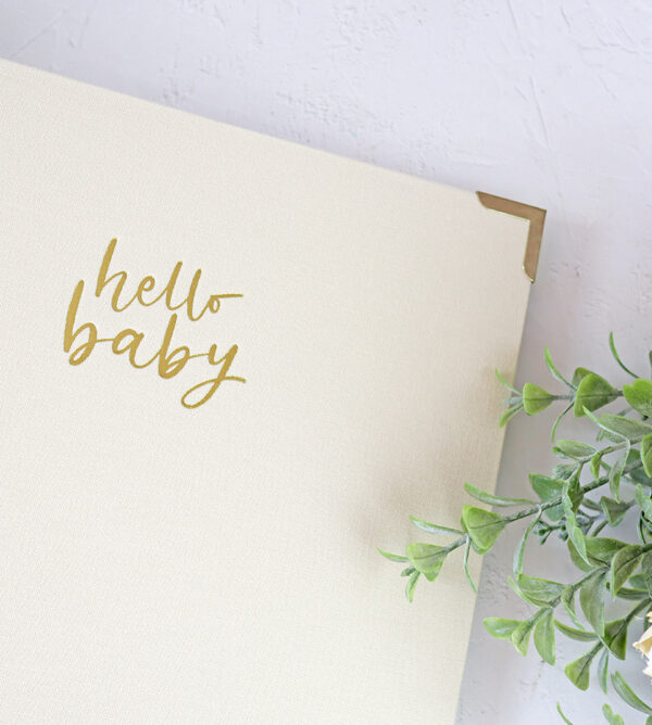 Carpeta 6x8" Hello Baby Beige de Lora Bailora