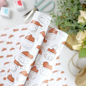 Pliego de papel de regalo Noel. Diseño e ilustraciones de Alúa Cid