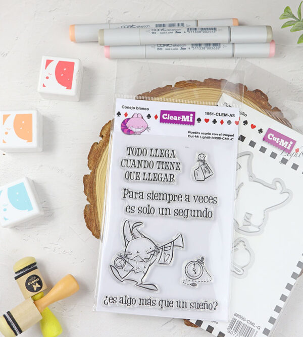 Set de sellos+troquel Conejo Blanco de ClearMi
