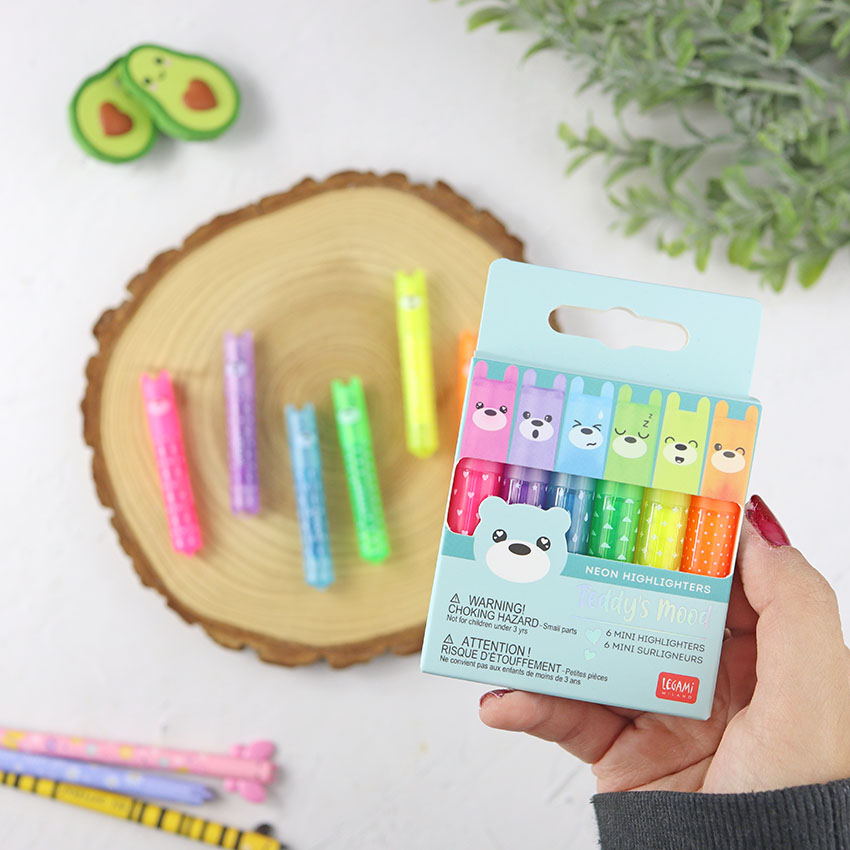 Set de 6 mini subrayadores de ositos de Legami