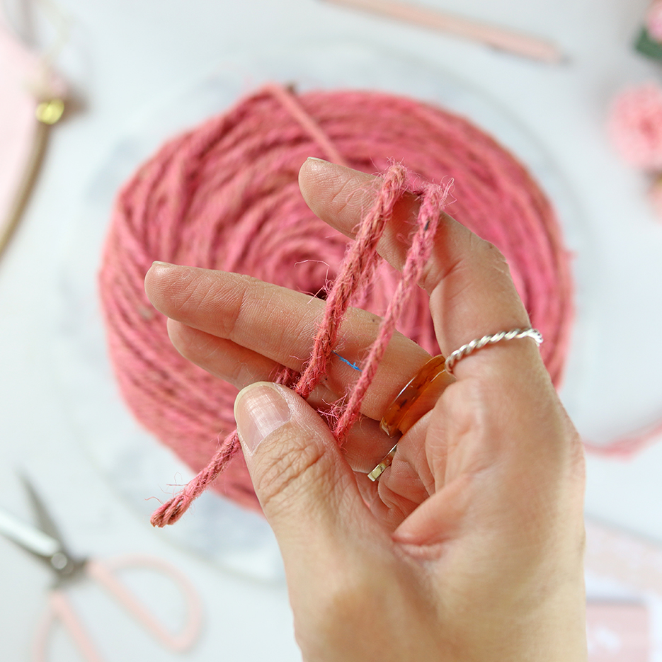 Cordón de yute Rosa grueso - Imagen 2