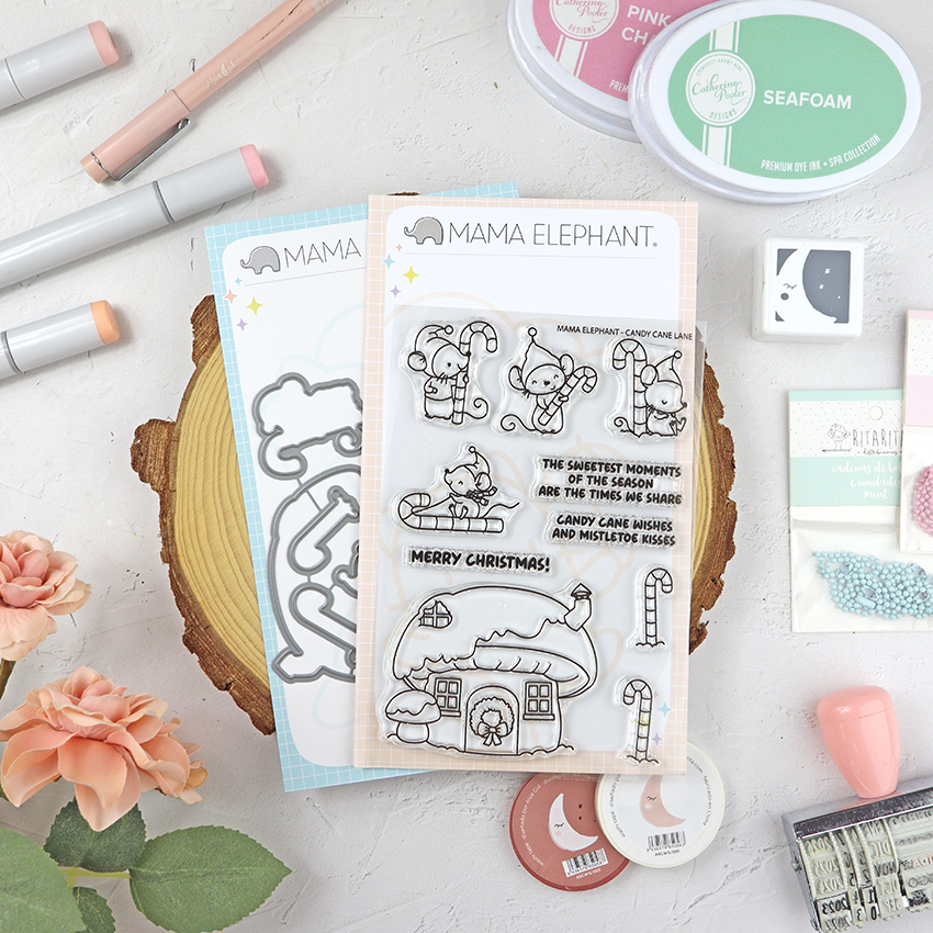 Set de sellos+troquel Candy Cane Lane de Mama Elephant