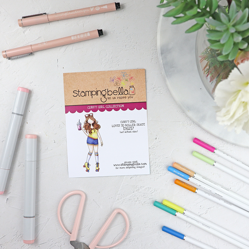 Sello Curvy Girl Loves to roller Skate de Stamping Bella - Imagen 2