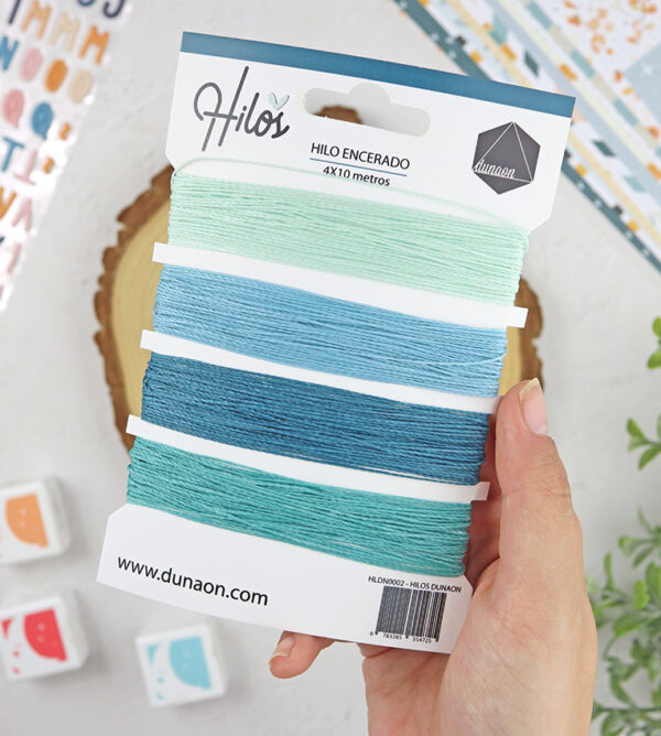 Set de hilos Azul para encuadernación de Dunaon