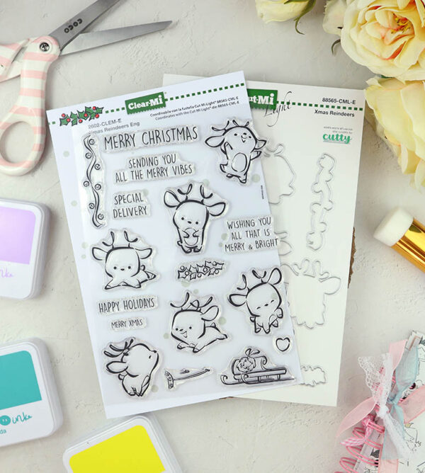 Set de sellos+troquel Xmas reindeers de ClearMi