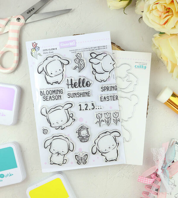 Set de sellos+troquel Hello ewe de ClearMi