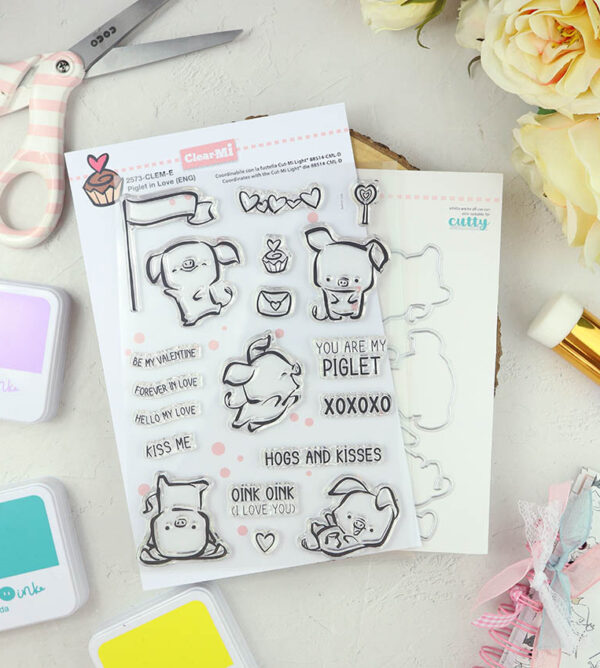 Set de sellos+troquel Piglet in love de ClearMi