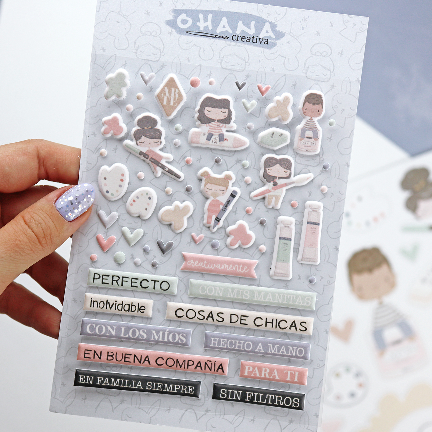 Pegatinas puffy Ohana Creativa de Alúa Cid - Imagen 4