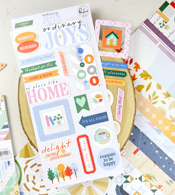Chipboard frases Ordinary Joys de Pinkfresh