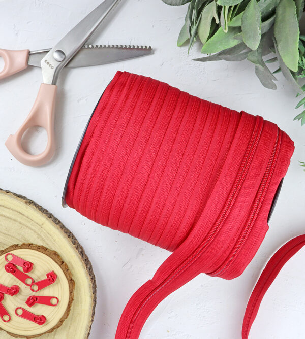 Cremallera de Nailon malla 5 Rojo Lavado