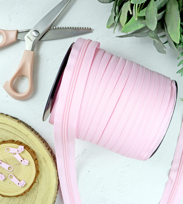Cremallera de Nailon malla 5 Rosa Bebé