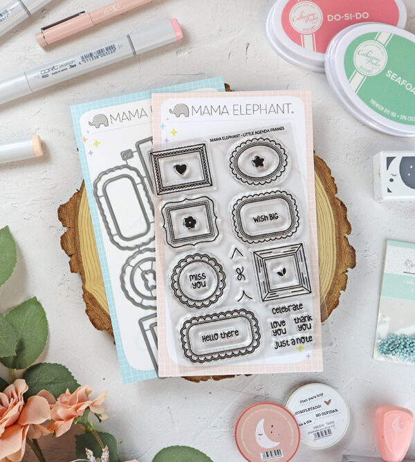 Set de sellos+troquel Little Agenda Frame de Mama Elephant
