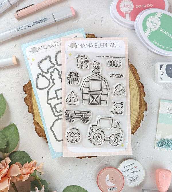 Set de sellos+troquel Little Agenda Farm de Mama Elephant