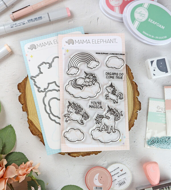 Set de sellos+troquel A Unicorn's Dream de Mama Elephant