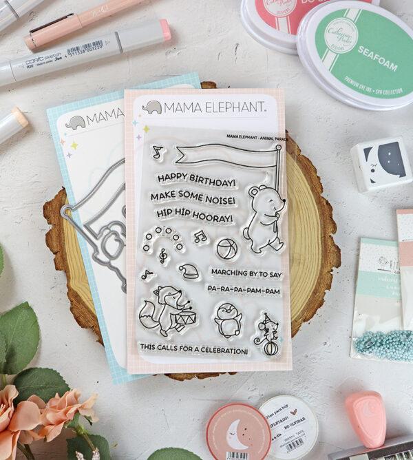 Set de sellos+troquel Animal Parade de Mama Elephant