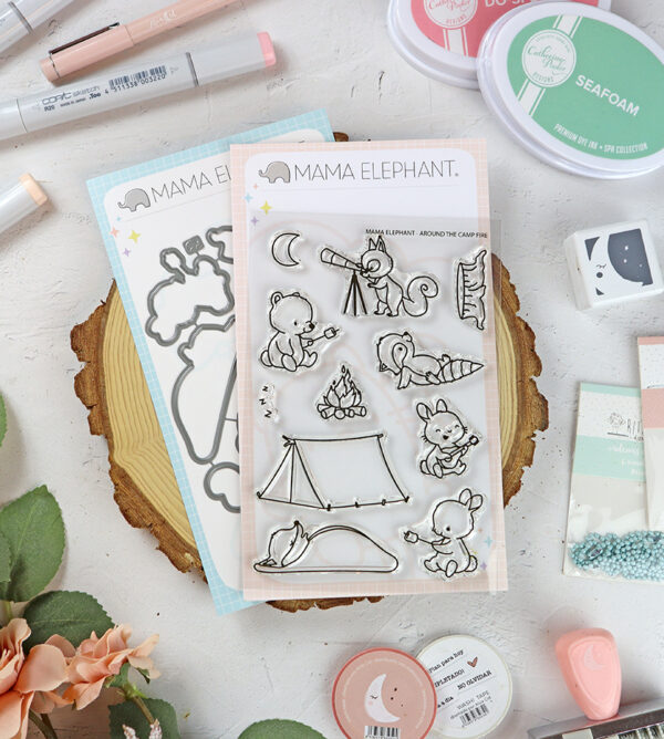 Set de sellos+troquel Around the Campfire de Mama Elephant