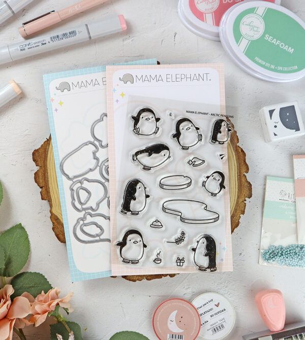 Set de sellos+troquel Artic Penguins de Mama Elephant