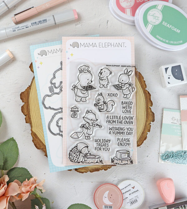 Set de sellos+troquel Baked With Love de Mama Elephant