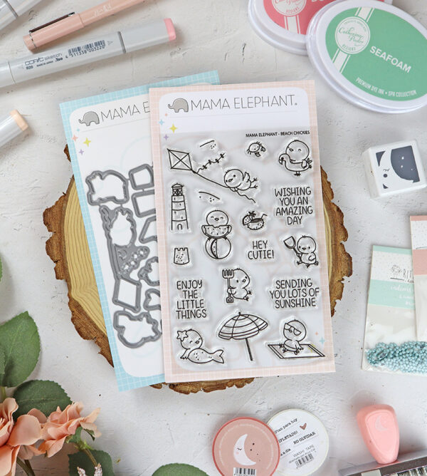 Set de sellos+troquel Beach Chickies de Mama Elephant