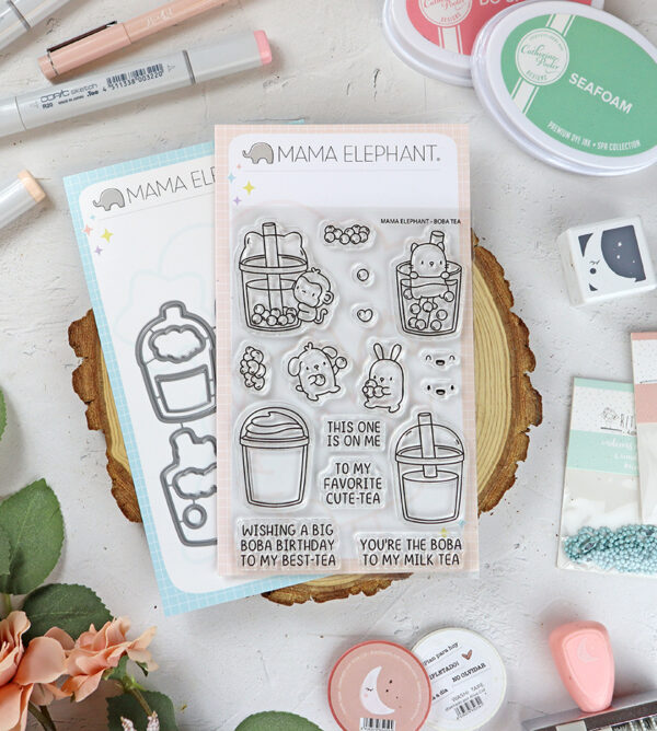 Set de sellos+troquel Boba Tea de Mama Elephant