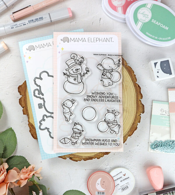 Set de sellos+troquel Build a Snowman de Mama Elephant