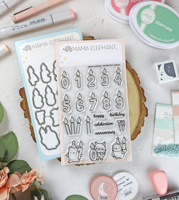 Set de sellos+troquel Celebration Candles de Mama Elephant