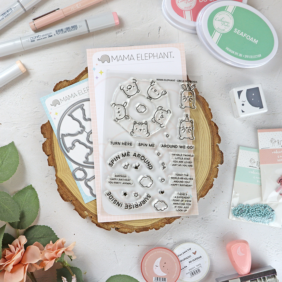 Set de sellos+troquel Circle of Friends de Mama Elephant