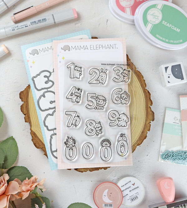 Set de sellos+troquel Counting Left de Mama Elephant