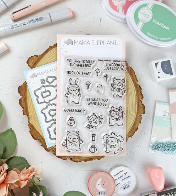 Set de sellos+troquel Costumed Cuties de Mama Elephant