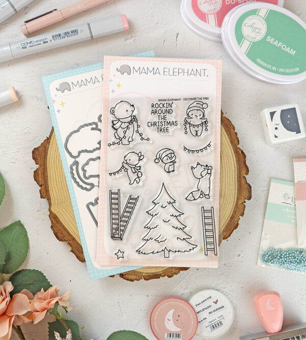 Set de sellos+troquel Decorate The Tree de Mama Elephant