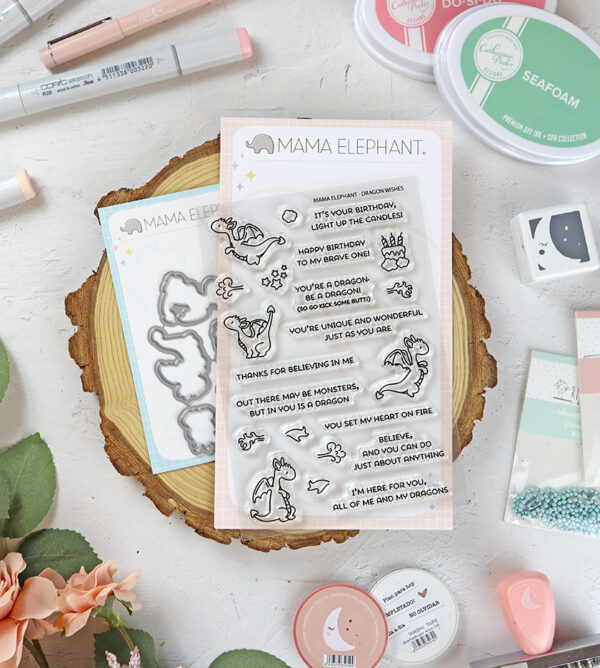 Set de sellos+troquel Dragon Wishes de Mama Elephant