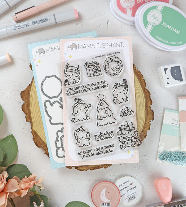 Set de sellos+troquel Elephant Cheer de Mama Elephant