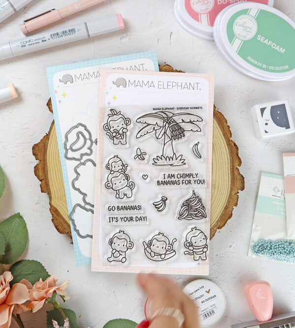 Set de sellos+troquel Everyday Monkeys de Mama Elephant