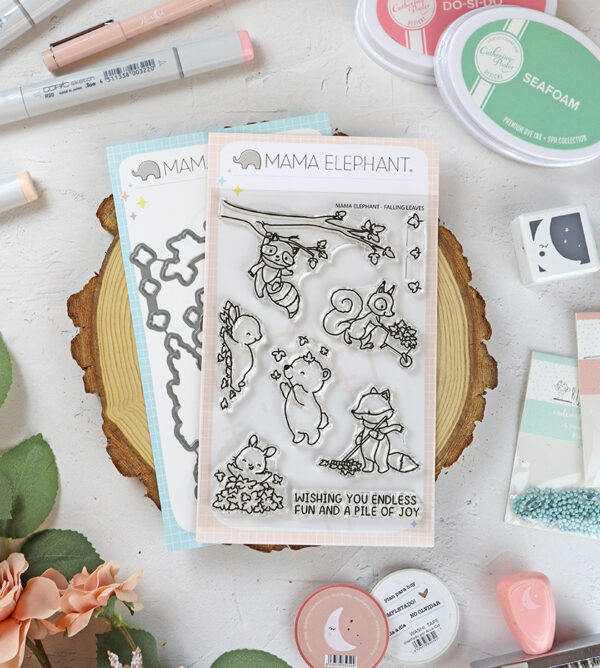 Set de sellos+troquel Falling Leaves de Mama Elephant